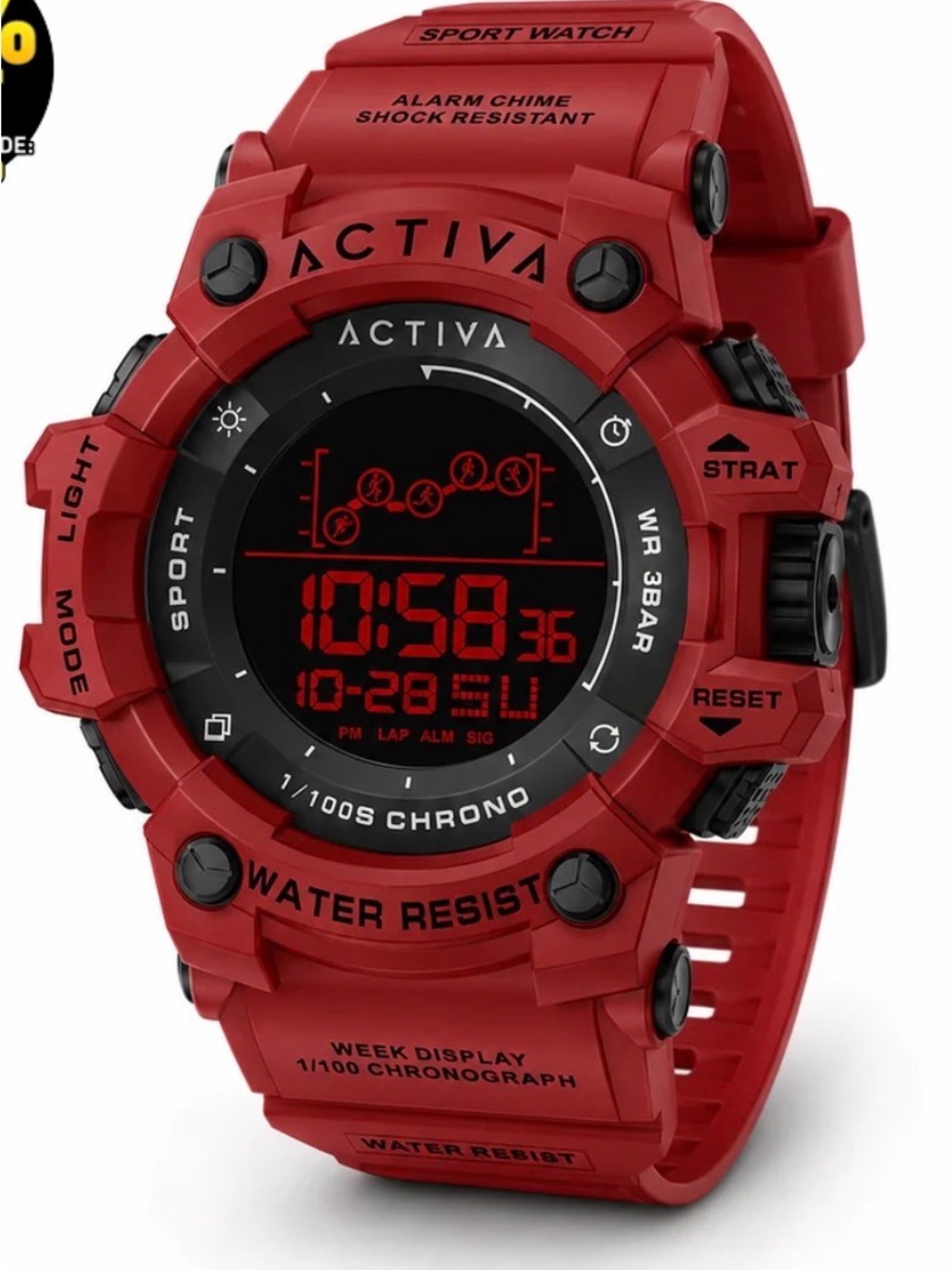 Activa Summit X Invicta Unisex Digital Unisex Watch - 50mm. Red (ACW8082-023)